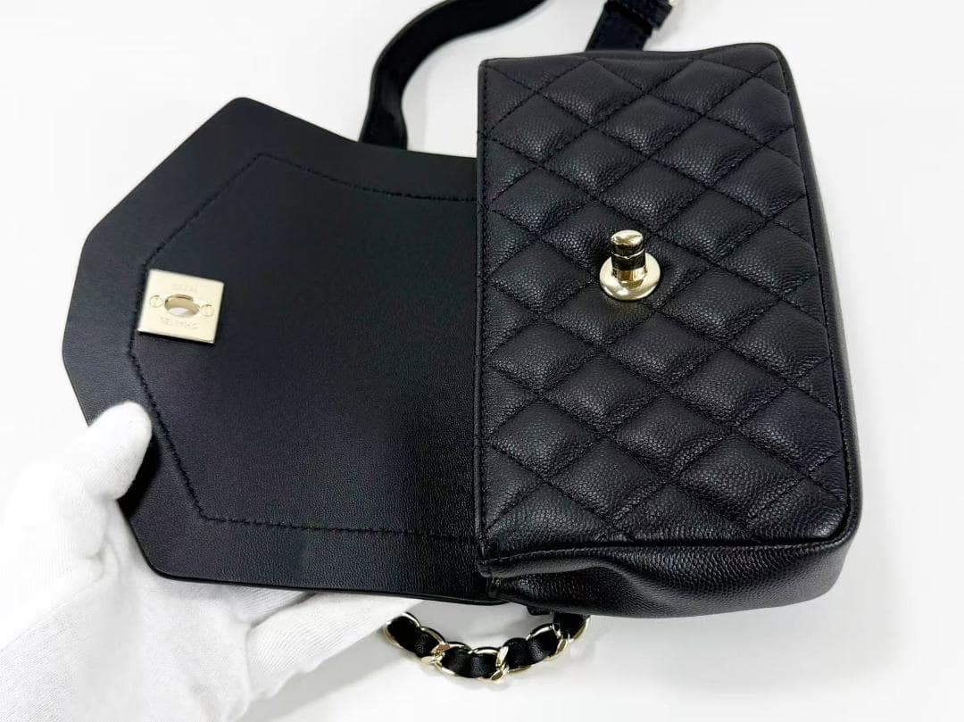 未使用/着画追加CHANEL/シャネル/キャビア/黒/ ウエストバッグ/ポーチ