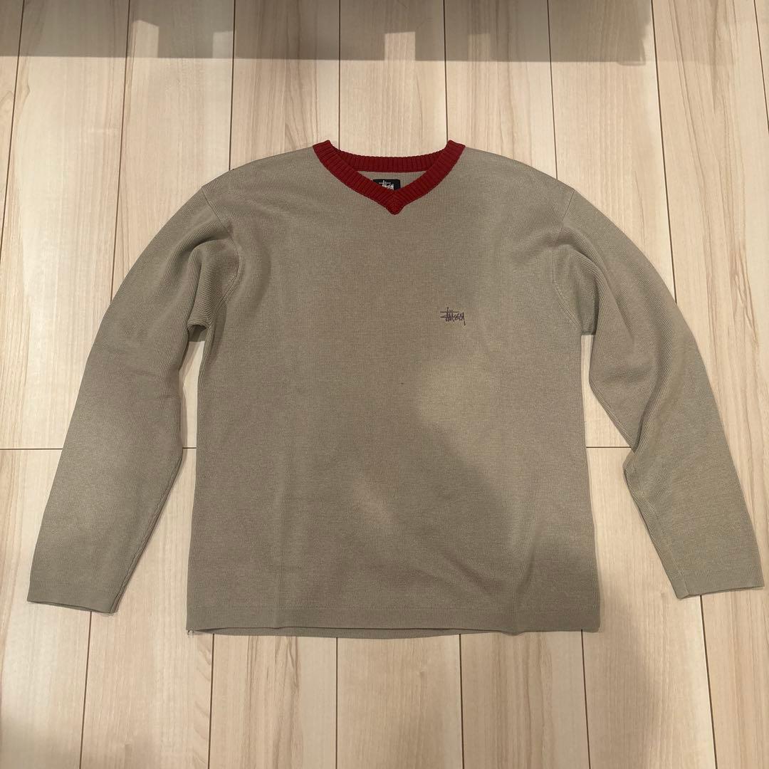 Stussy Vネックセーター old vintage 90s 00s 古着 STUSSY（ステューシー） 90S 紺タグ NYCロゴVガゼットスウェット