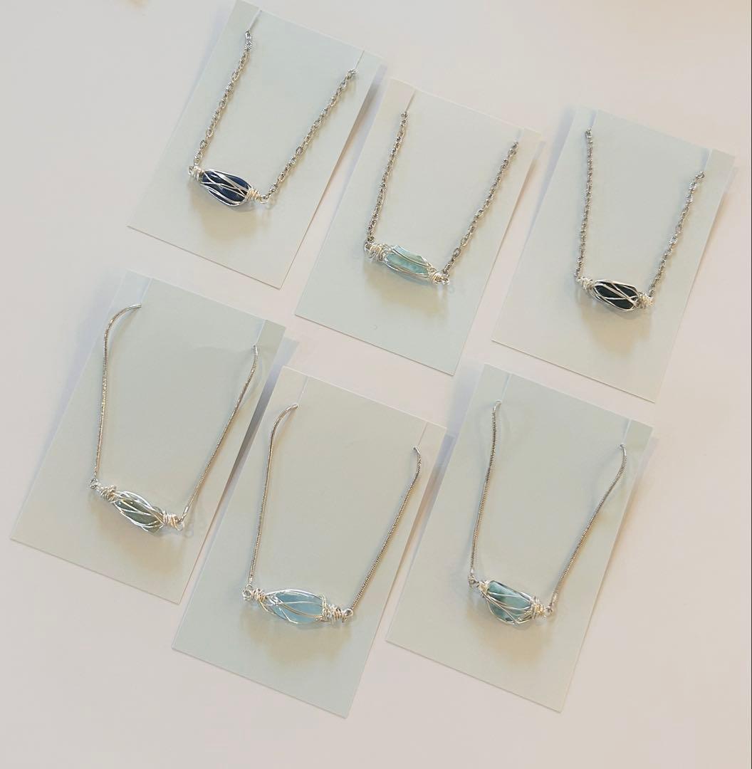 シルバーチェーン 天然石ブレスレット 6点セット ラリマー