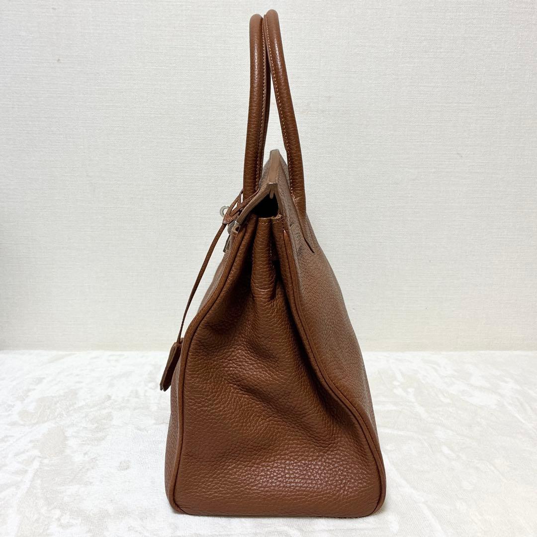 美品 高級 hallali ハンドバッグ ブラウン レザー シボ革 フランス製