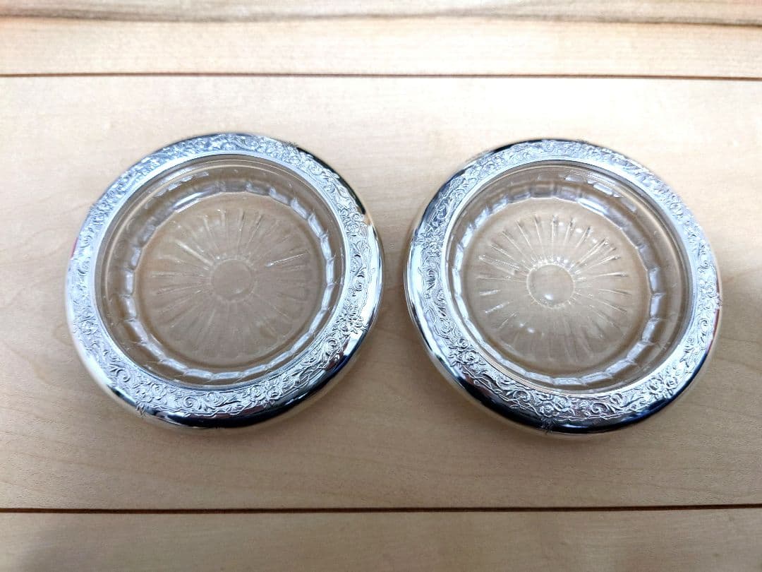 純銀　銀製♦️銀細工 　純銀コースター 銀製 　骨董 8個セット