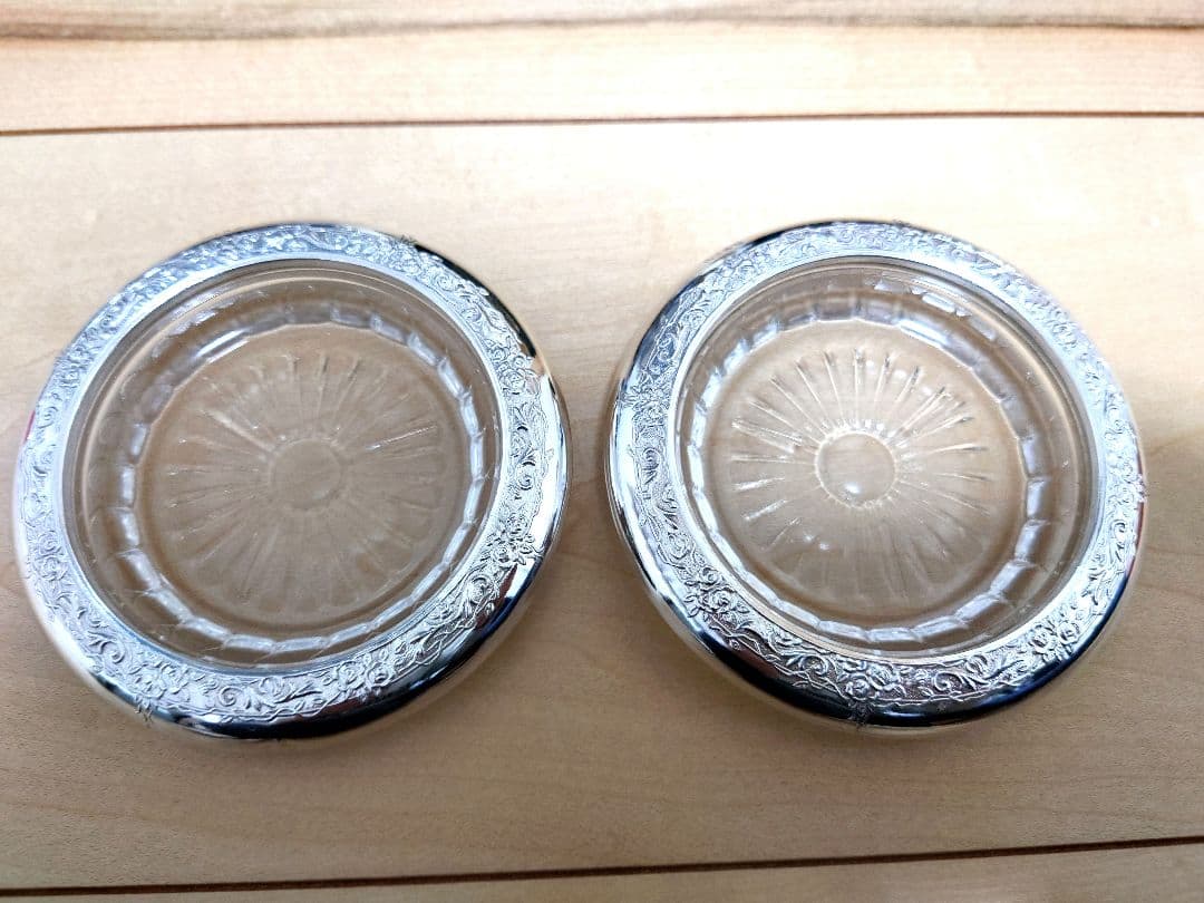 純銀　銀製♦️銀細工 　純銀コースター 銀製 　骨董 8個セット