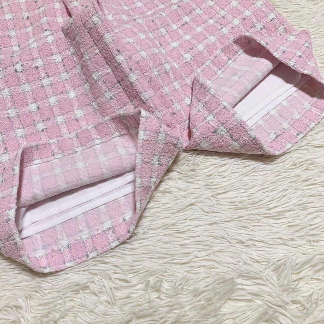 極美品】グレースクラス サロペット ツイード チェック ピンク 36