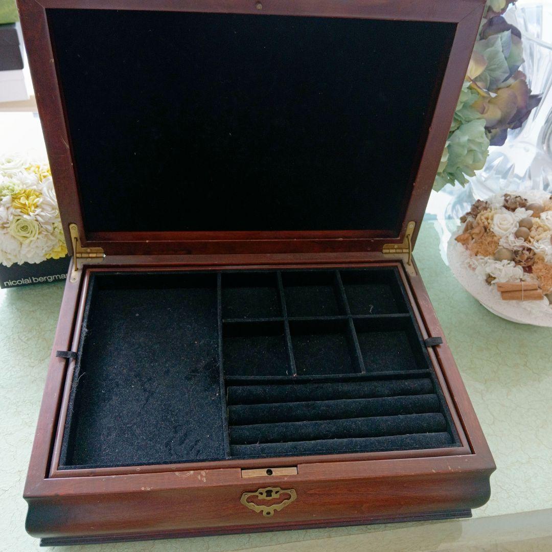 アンティーク 大型 ジュエリー ボックス ダークブラウン 宝石箱
