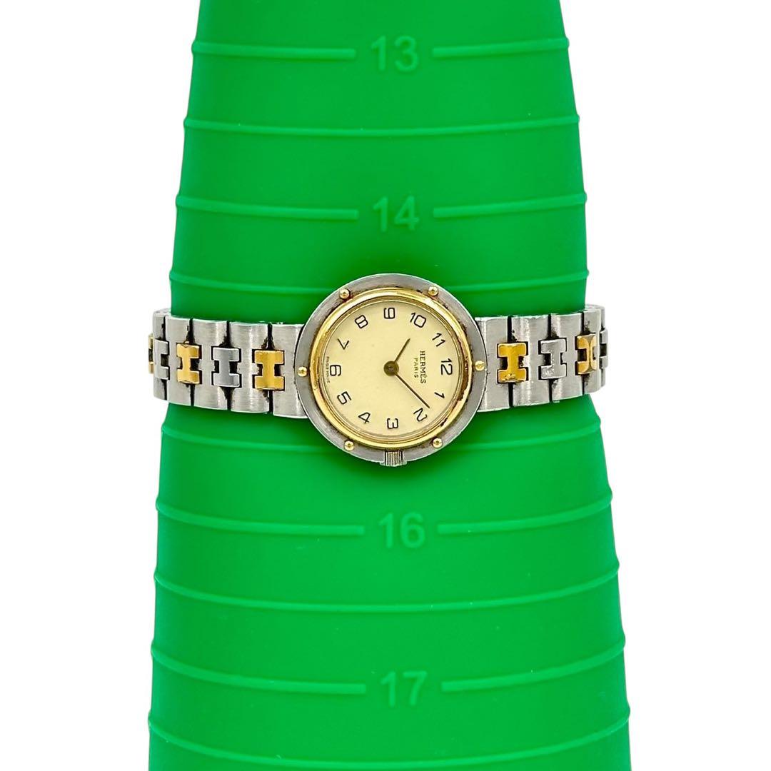 HERMES エルメス クリッパー Hベルト レディース イエロー文字盤