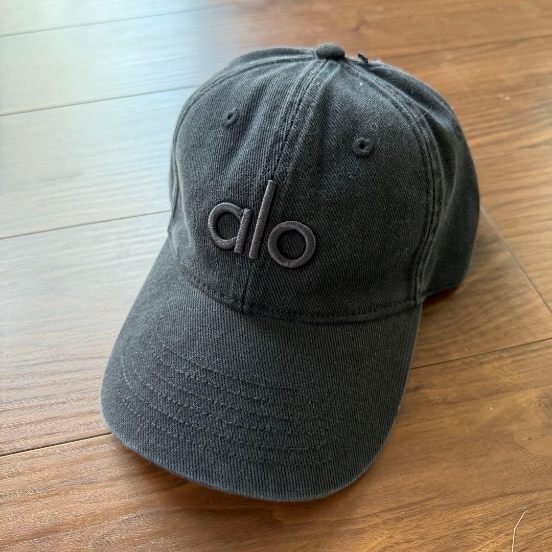 alo YOGA キャップ ウォッシュドブラック ベースボールキャップ