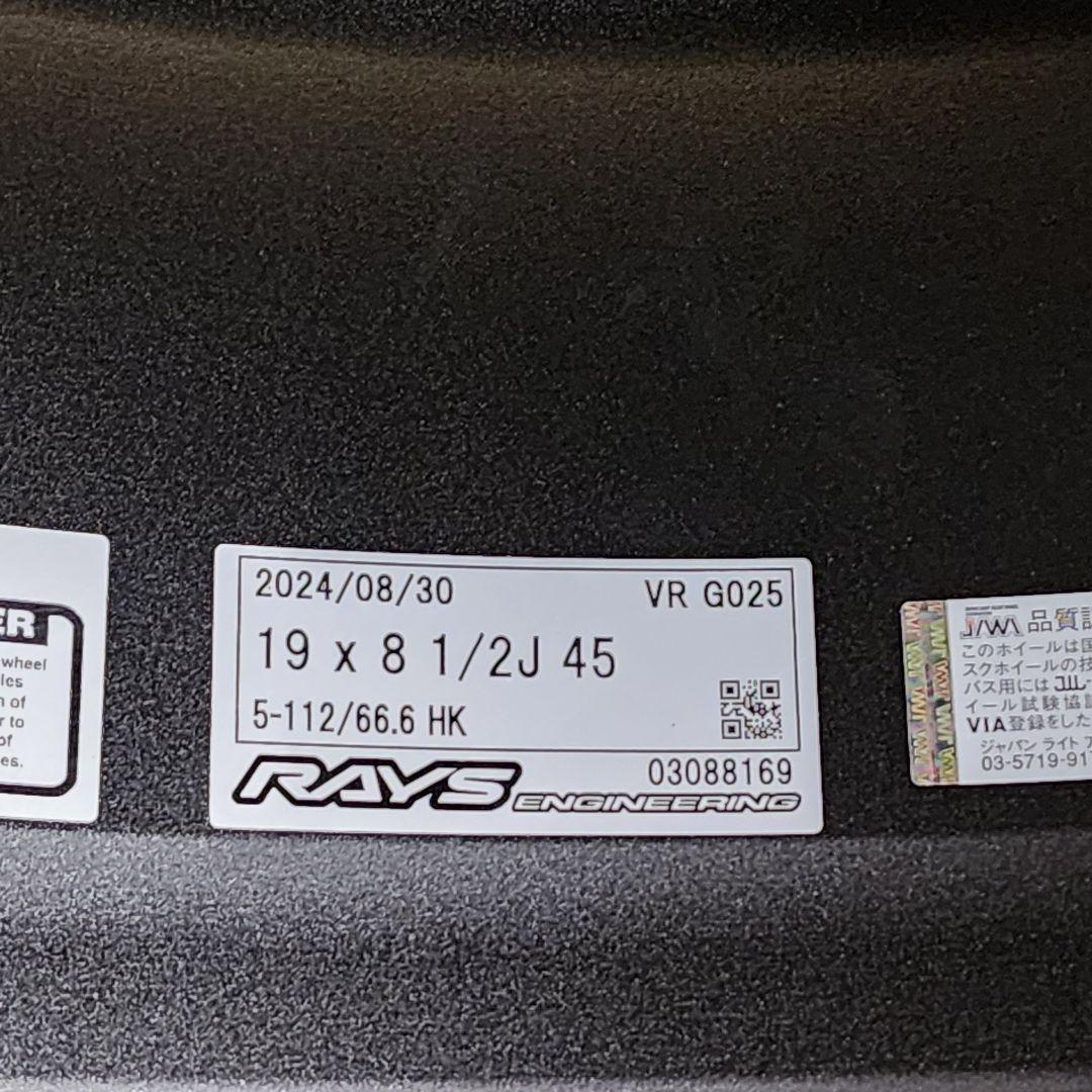 レイズ ボルクレーシング G025 シャイニングブラック 19×8.5J 4本
