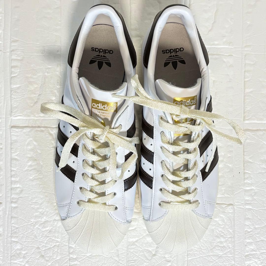 adidas アディダス スーパースター ホワイト ブラウン 28cm 替え紐付