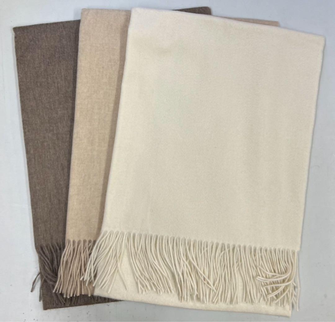 訳あり色抜け無染色カシミア100%超大判ストールホワイト フワフワ ストール