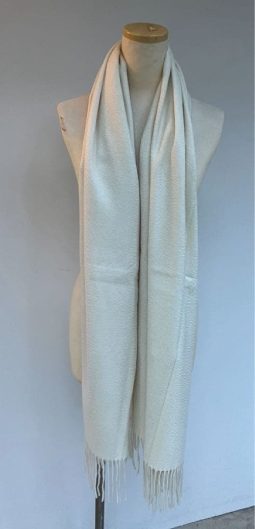 訳あり色抜け無染色カシミア100%超大判ストールホワイト フワフワ ストール