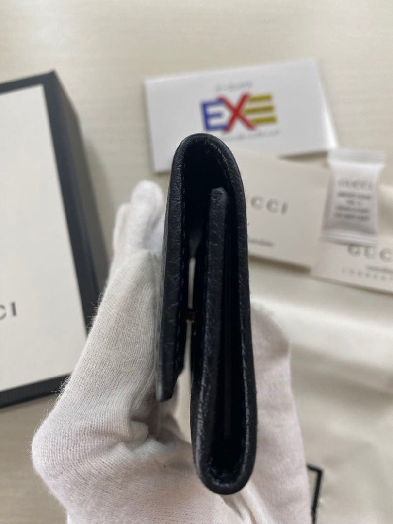 Gucci 黒 レザー キーケース グッチ6連キーケース　GGマーモントブラック