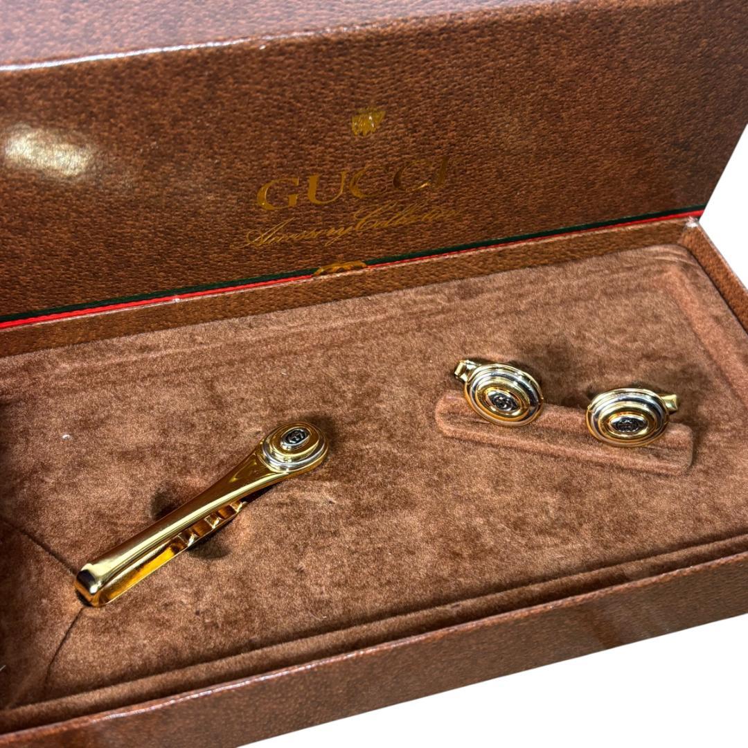 美品 【GUCCI】グッチ カフス＆タイピン セット ゴールド ヴィンテージ
