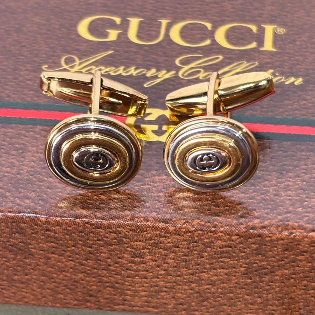 美品 【GUCCI】グッチ カフス＆タイピン セット ゴールド ヴィンテージ