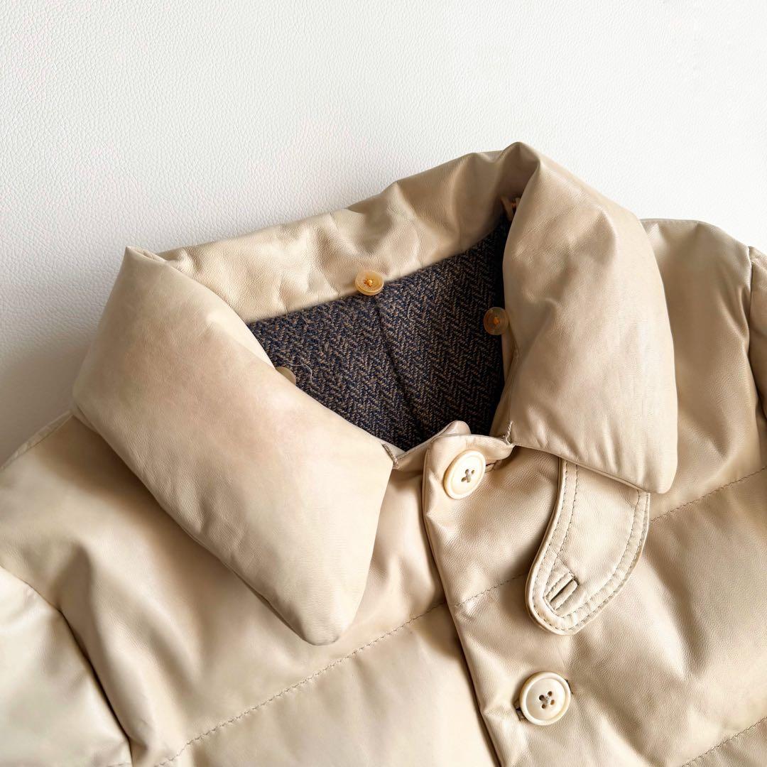45R 45rpm 馬皮革 ダウン入りジャッケット クリーム カシミヤ付け襟