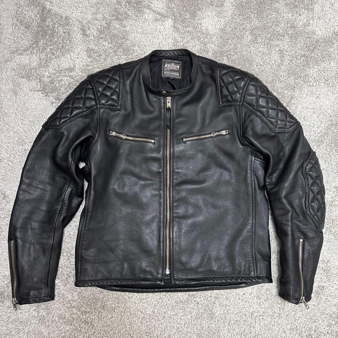 専用　　　KADOYA ブラックレザー シングルライダースジャケット LL 革ジャン 襟付きシングル レザージャケット｜カドヤ公式オンライン