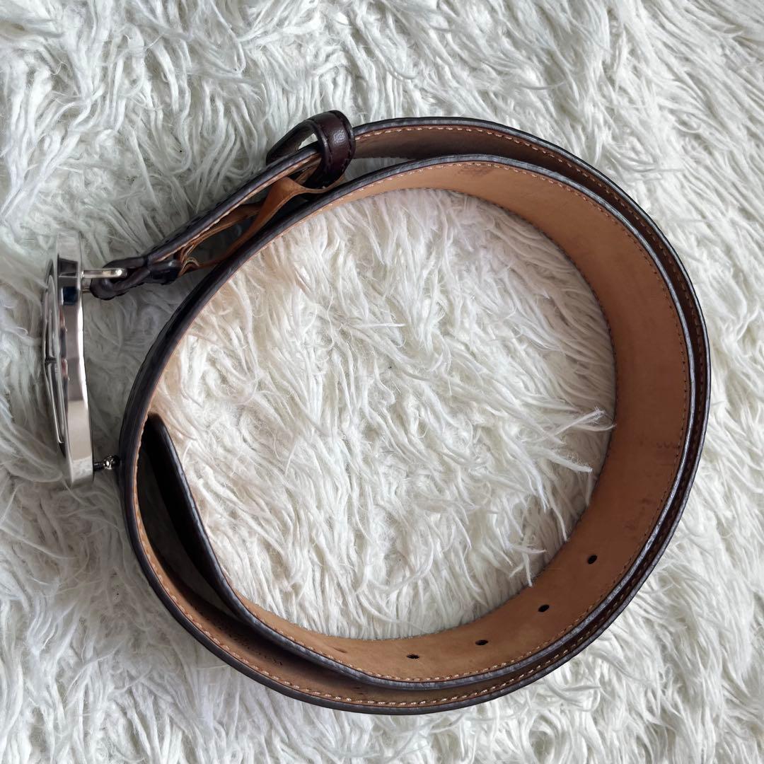 美品 グッチ シマ インターロッキングG ベルト 114984 95/38 茶 - メルカリ