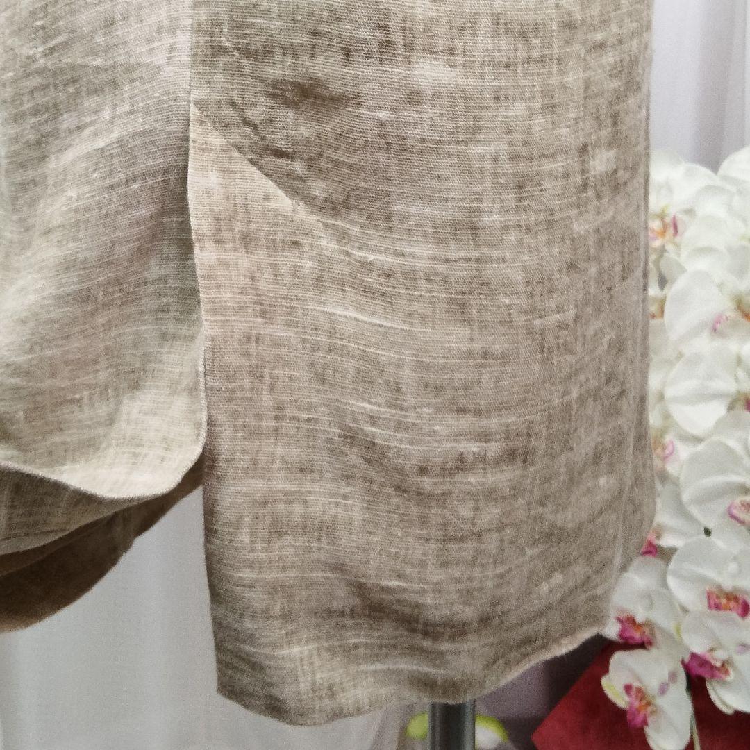 【美品】ヨシエイナバ　40 茶系　リネン100%　スーツ