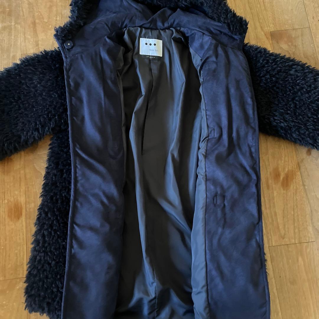 スリードッツ エコペルファー フード付きダッフルコート - メルカリ