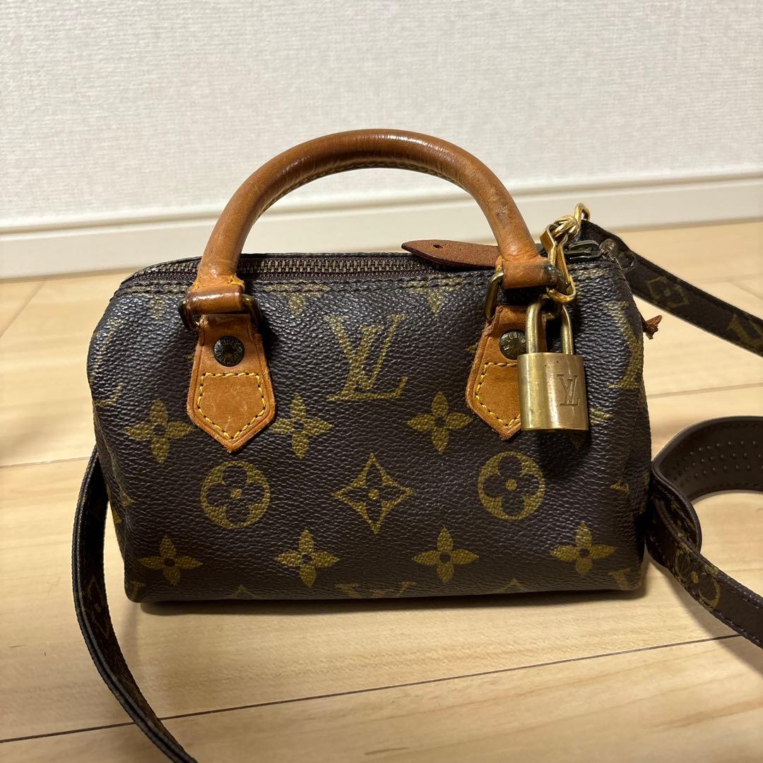 ルイヴィトン 【ミニスピーディー モノグラムショルダー紐・LV鍵付き