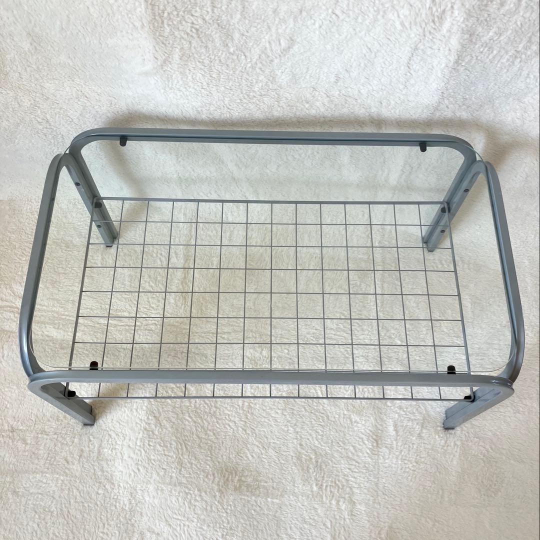 のの様専用 ガラステーブル 昭和 シルバーグレー アイアンフレーム