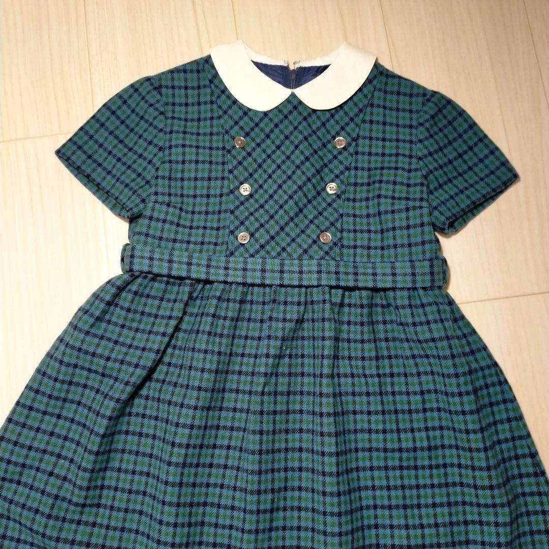 familiar ファミリア 半袖ワンピース 110 グリーン チェック柄 - メルカリ