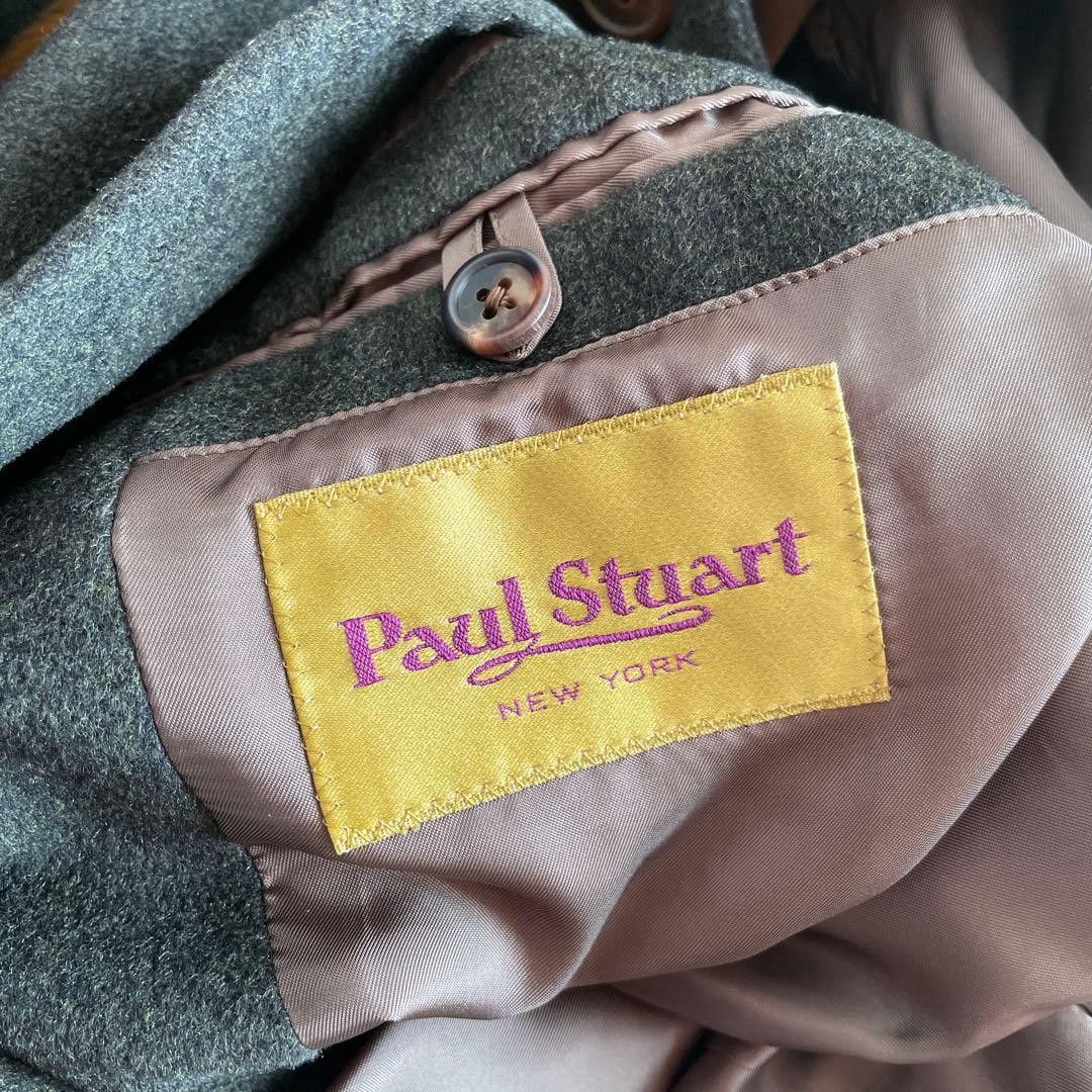 カシミヤ混【Paul Stuart】ウールロングコート　モスグリーン　M