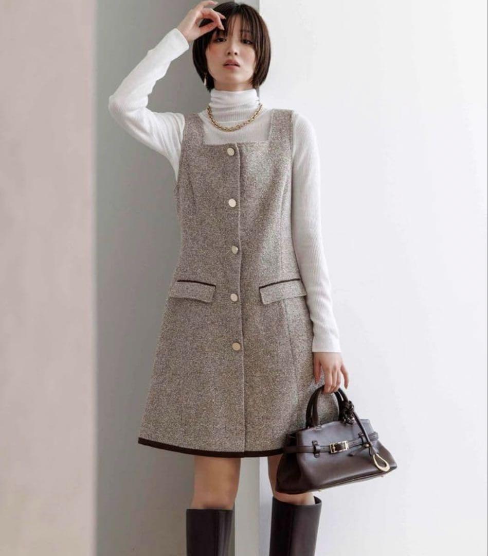 Apuweiser-riche スクエアネックミニジャンスカ 【モカ/M】