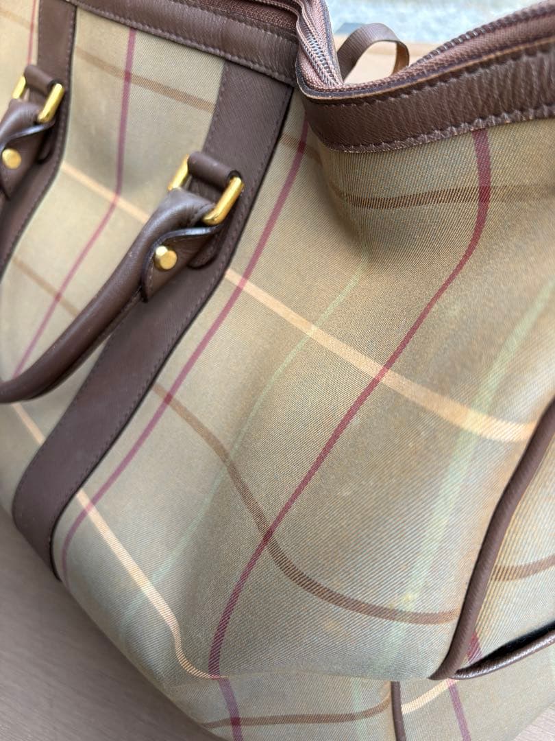 希少 Burberrys バーバリー ボストンバッグ タグ鍵付 チェック 玉虫色