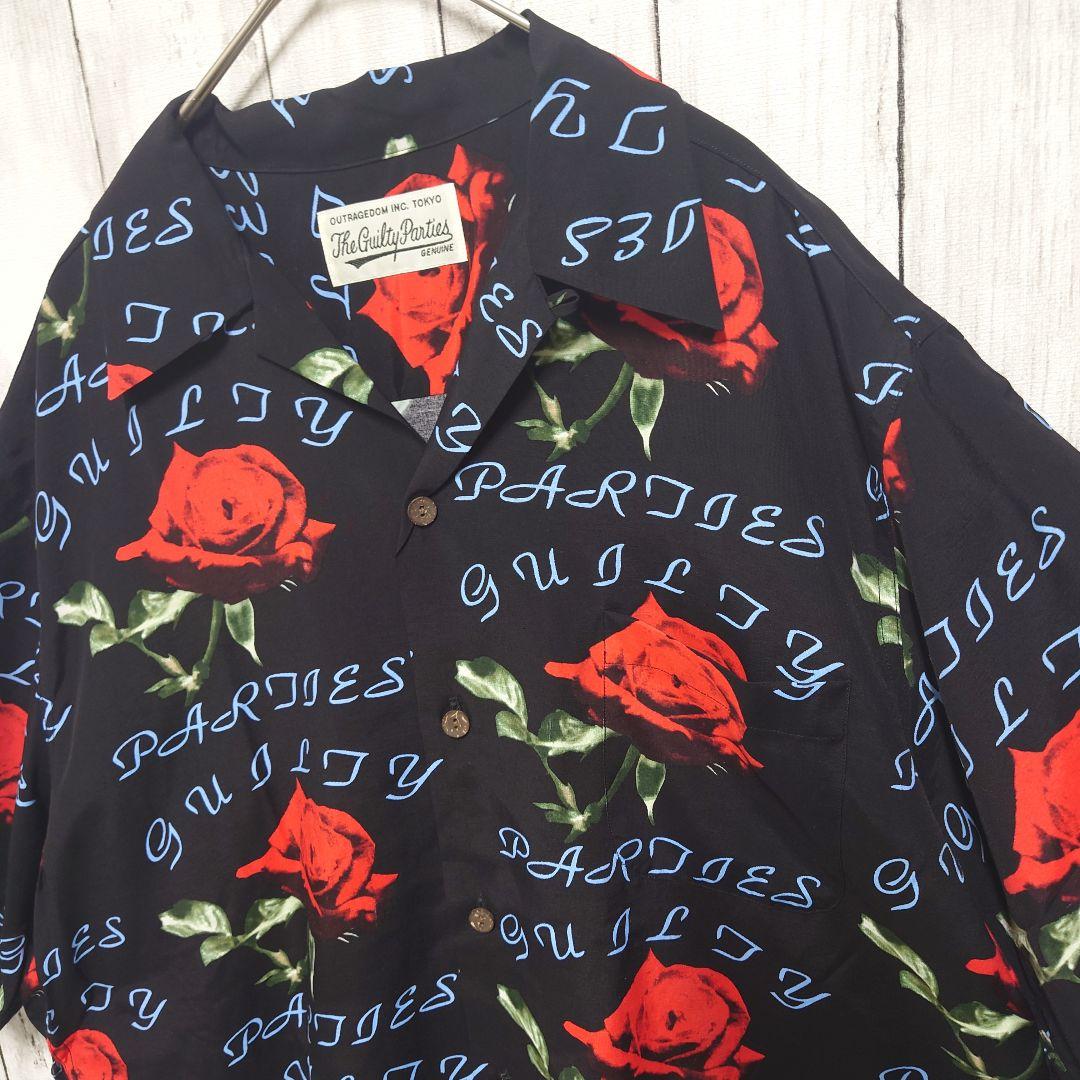 美品】WACKO MARIA 半袖 アロハシャツ オープンカラー 薔薇 バラ