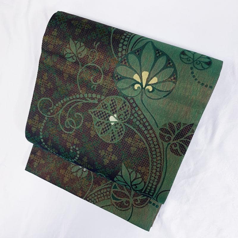 511my42◇全通 葵文様 玉虫色 異国情緒 袋帯◇美品