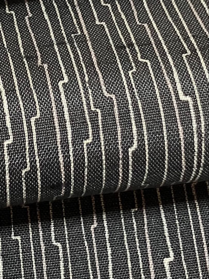 牛首紬 小紋 正絹 変わり縦縞 美品 イ6631