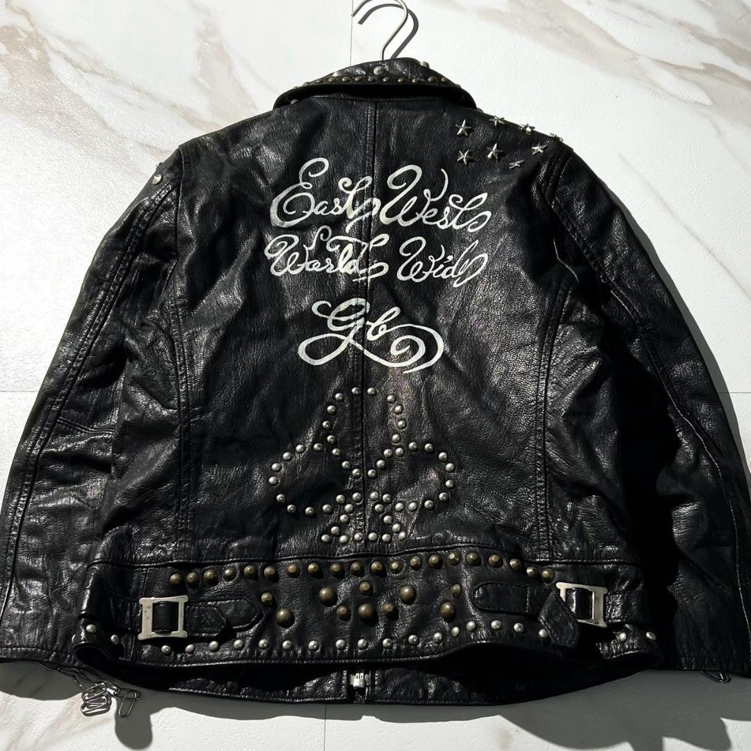 希少　GB SKINS　スター　総スタッズ　ライダース　チェーン　ブラック　黒