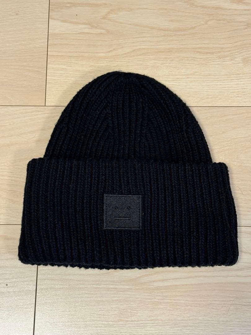Acne Studios FACEロゴビーニー ニット帽　正規品 Acne Studios - Faceロゴビーニー - ヤク - ブラック