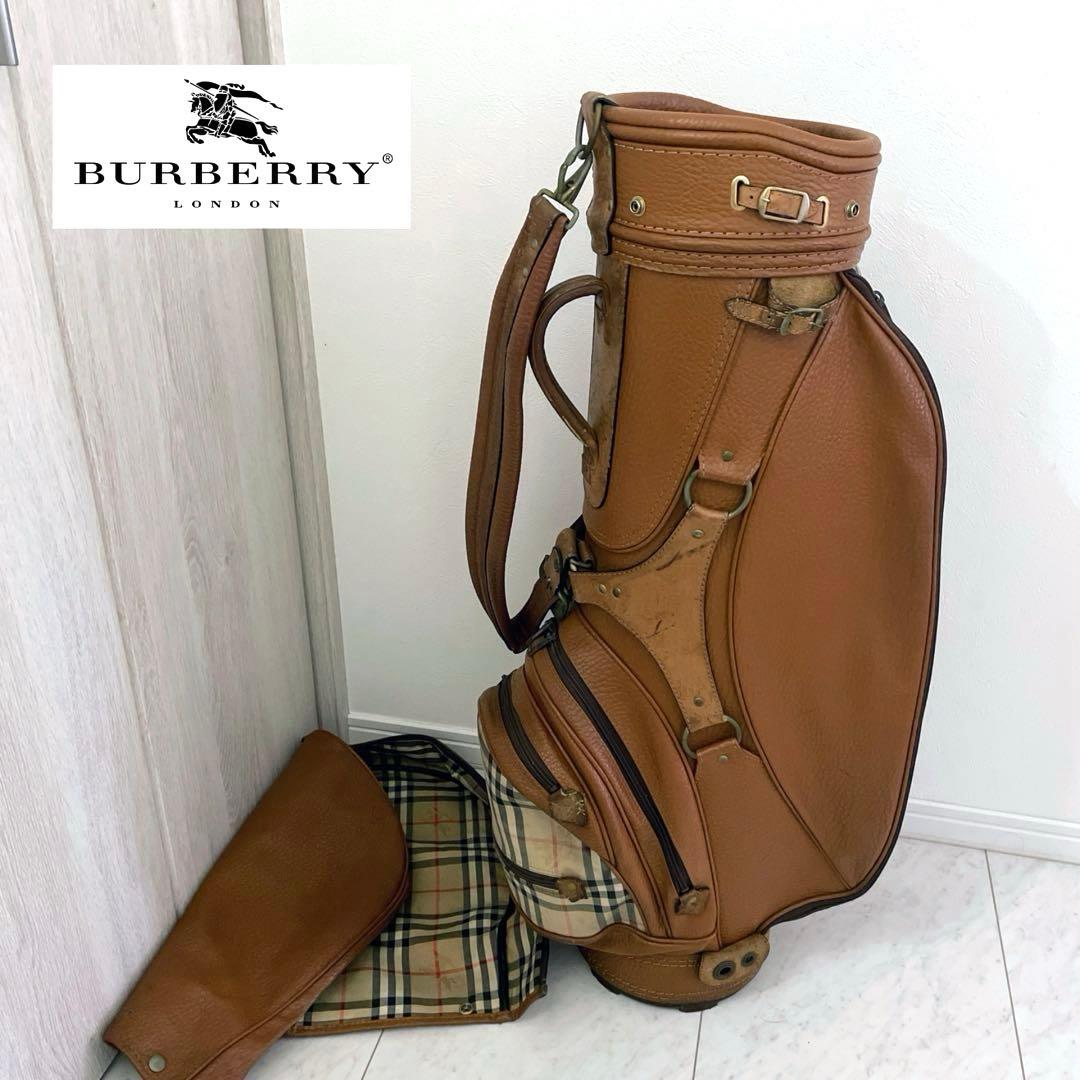 希少 バーバリー ノヴァチェック ゴルフバッグ キャディバッグ 本革