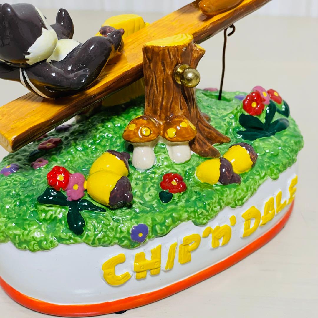 希少レア Sankyo Disney チップとデール オルゴール 陶器製