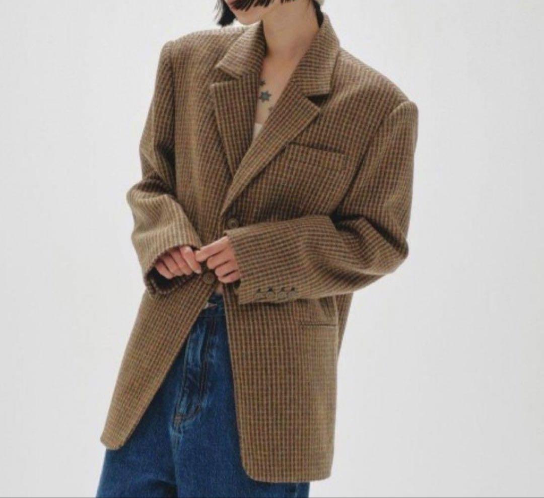 Wool100% Check Jacket todayful - メルカリ