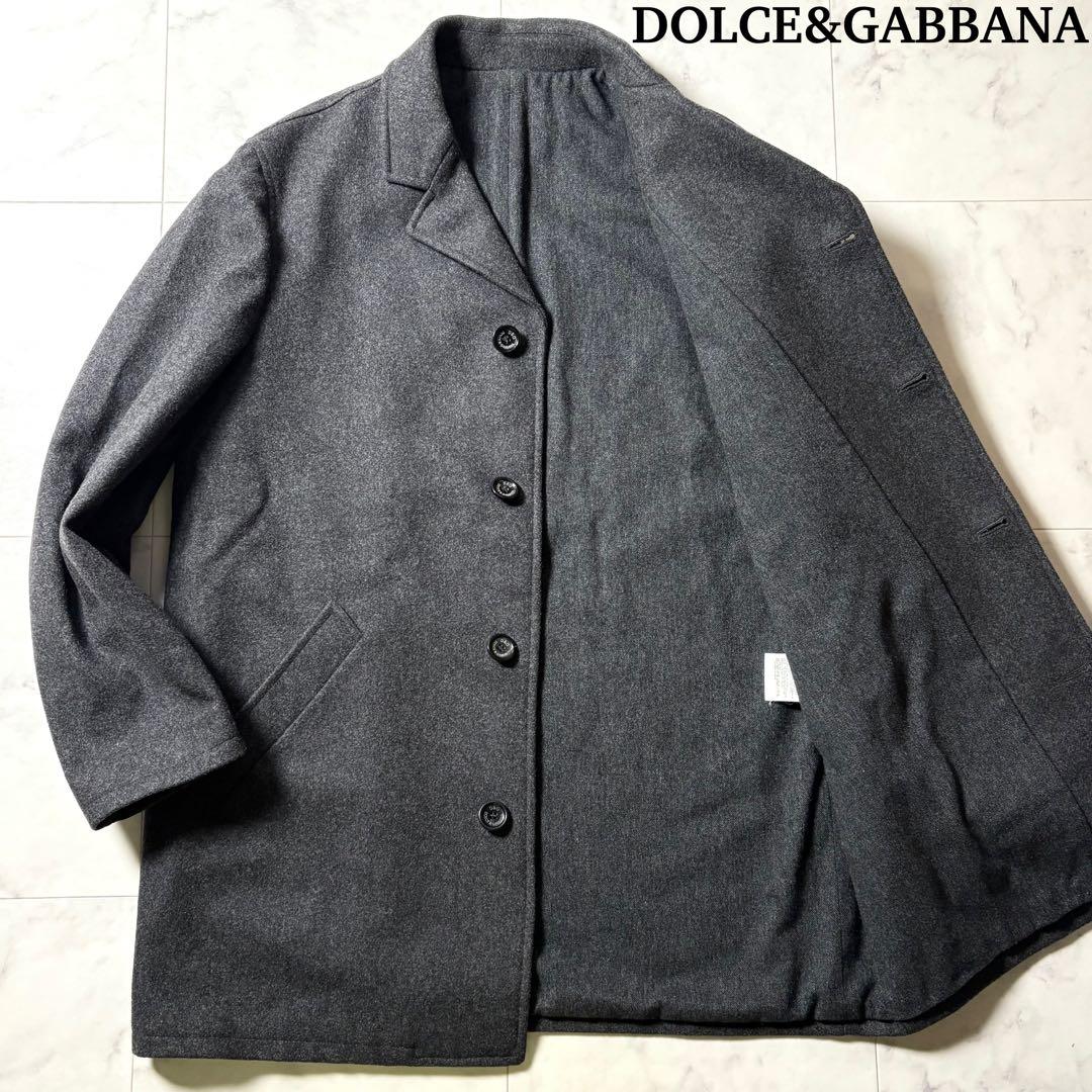 DOLCE&GABBANA ウール ステンカラーコート 46/M グレー カシミヤ混ウールリバー・ステンカラーコート/DoCLASSE
