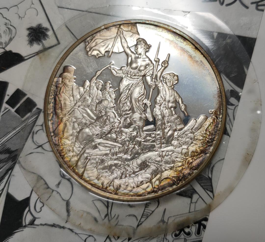 Franklin Mint フランスの 銀貨 de la Croix FRANKLIN MINT 100 Masterpieces Silver Coin CRUCIFICTION