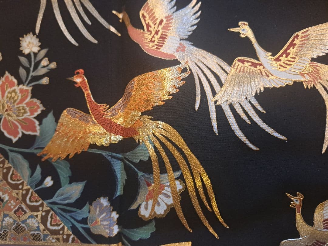美品❇️さが美扱い 相良刺繍 金銀彩 黒留め袖 比翼仕立て 5つ紋フル
