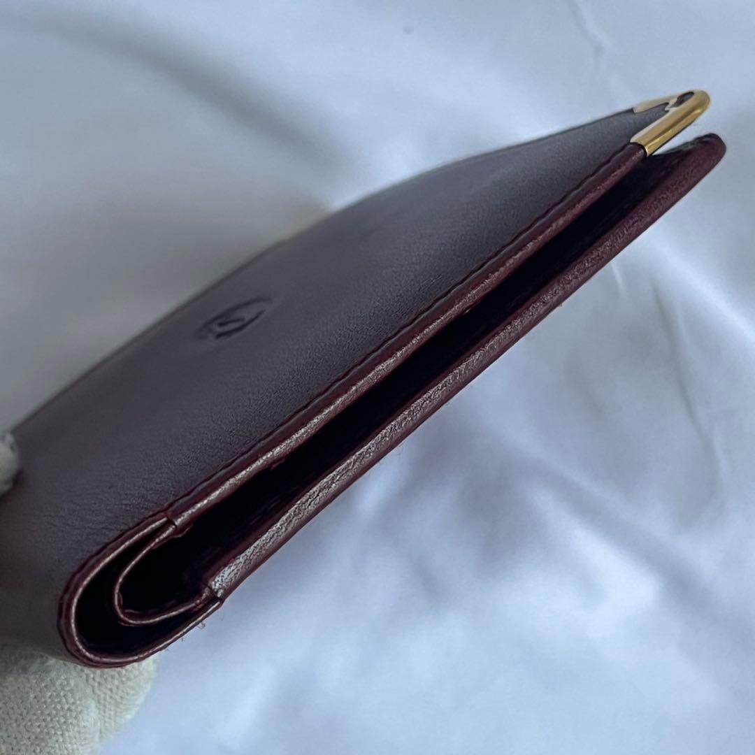✨未使用級✨　Cartier 　折り財布　財布　ボルドー　レザー　マストライン