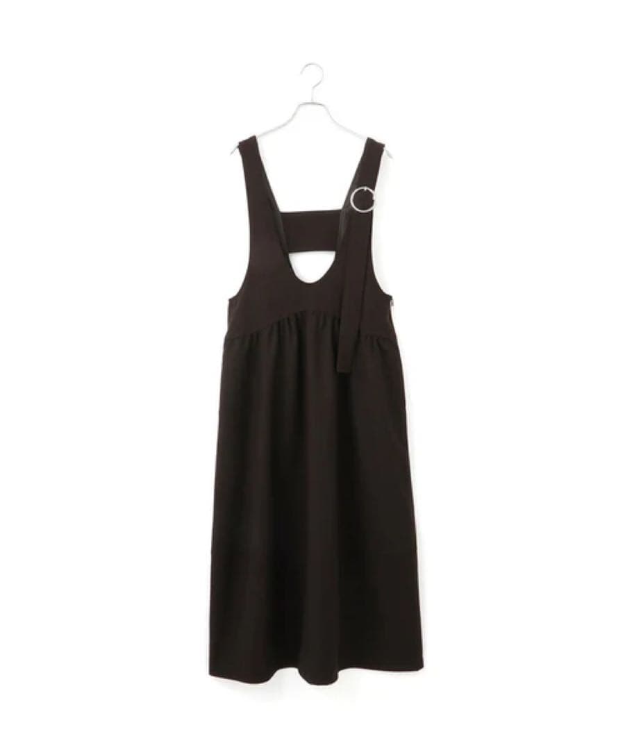 アダムエロペ ディープネックAラインワンピース ダークブラウン 38