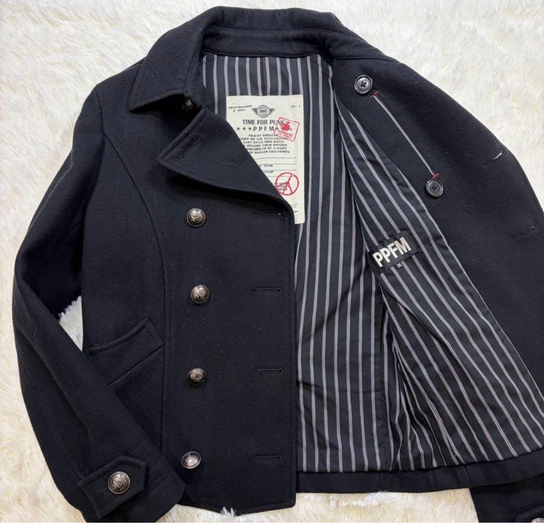 PPFM 黒 ダブルブレスト ウールコート - メルカリ