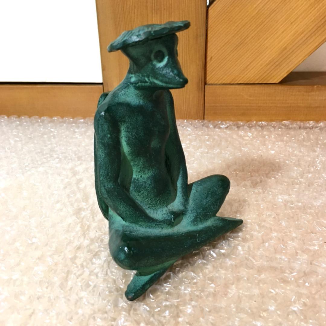 【座禅の河童】河童 カッパ 金属製 置物 古物