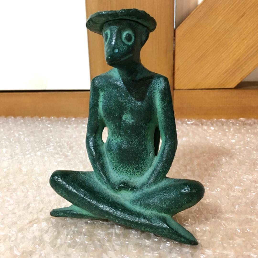 【座禅の河童】河童 カッパ 金属製 置物 古物