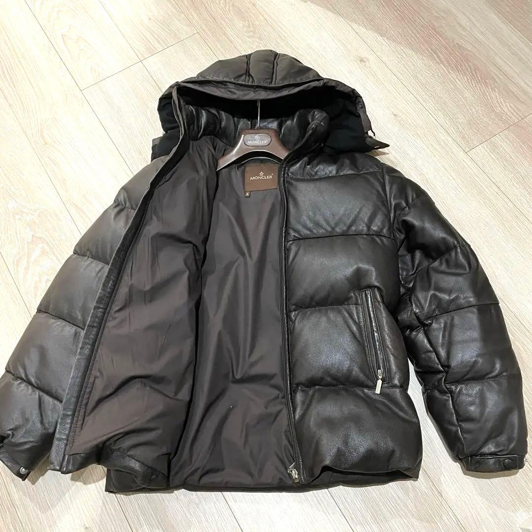 希少】モンクレール 茶タグ オールレザー BEAMS HOUSEダークブラウン