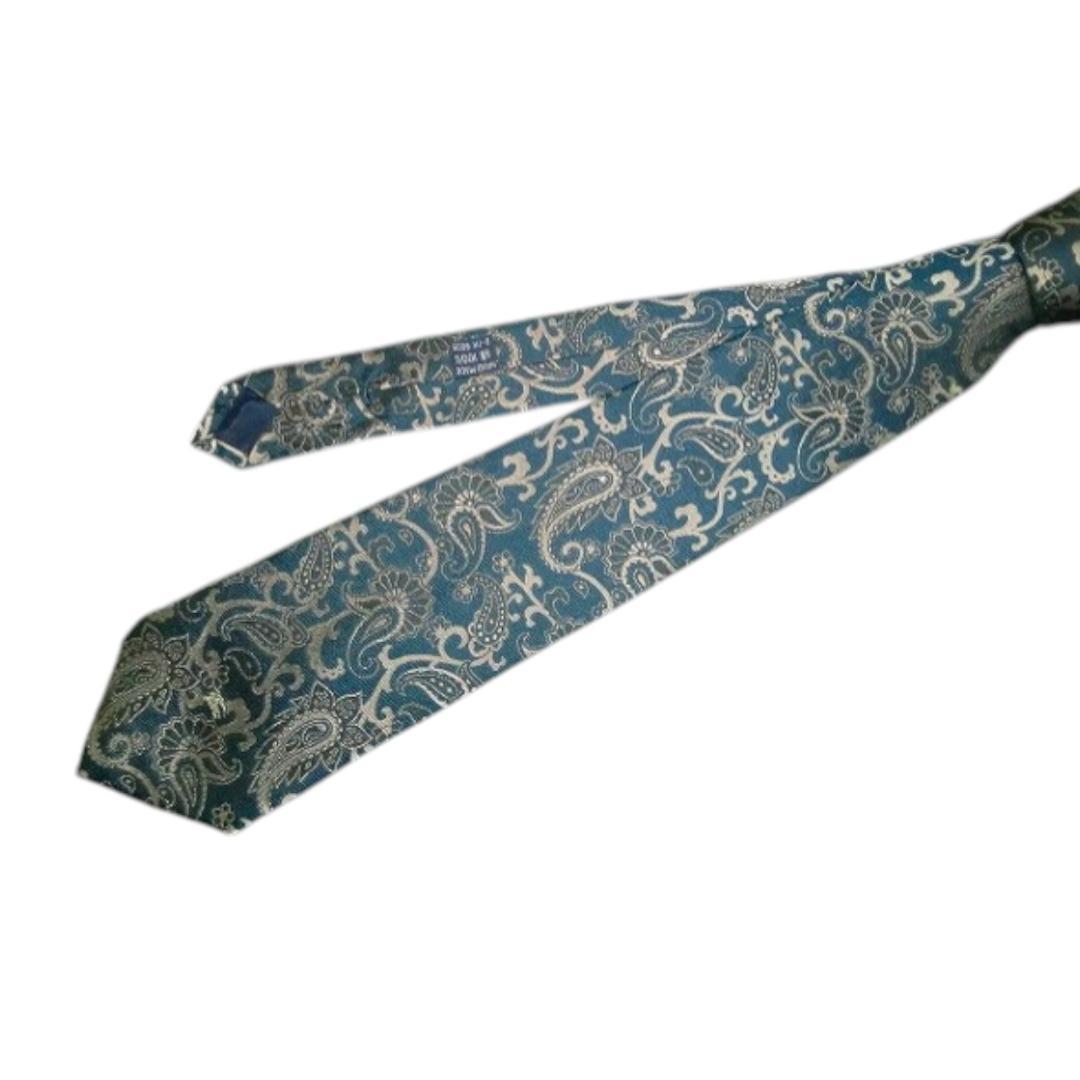 新品 バーバリー ペイズリー 総柄 ロゴ 刺繍 JGD ネクタイ 濃紺