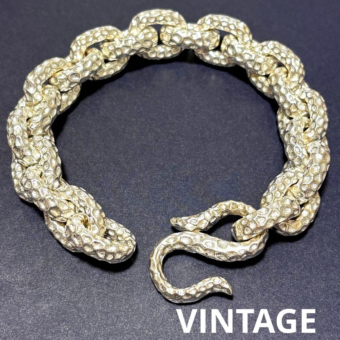 US輸入 ベビーケーブルブレスレット ヴィンテージ チベット 925刻印