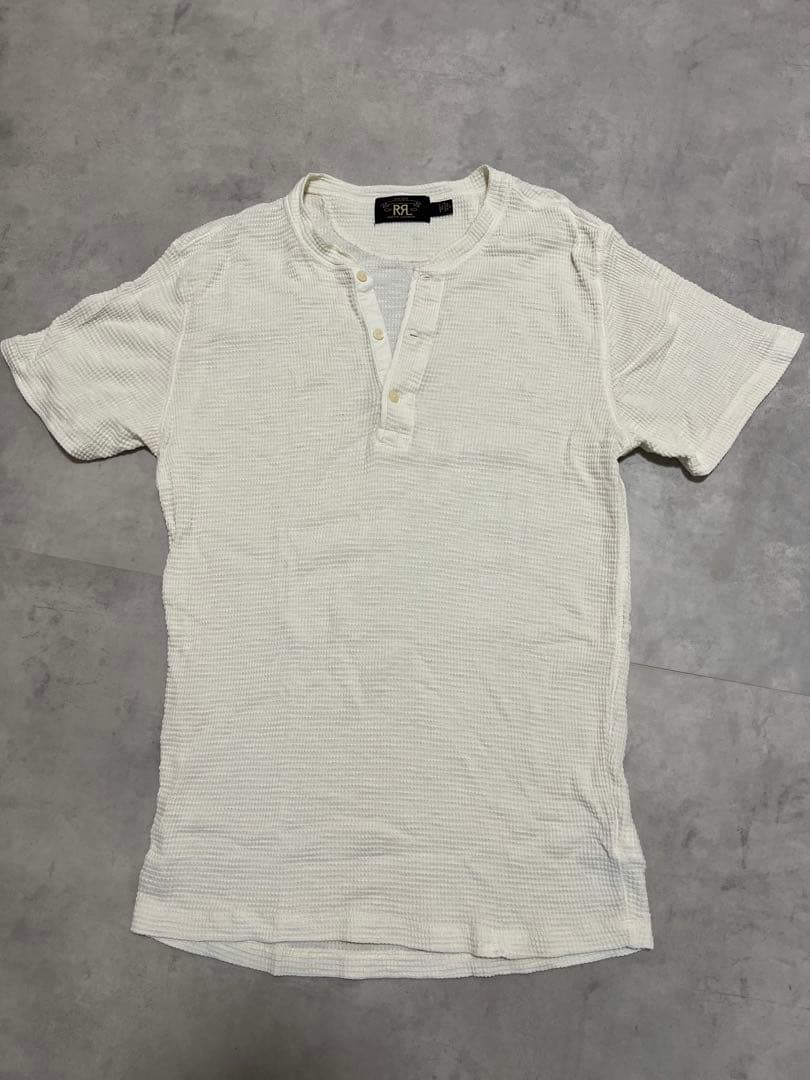 【美品】RRL L Tシャツ ダブルアールエル ワッフル　ヘンリーネック 希少 RRL ワッフル サーマル ヘンリーネック シャツ Lサイズ 長袖 ロン