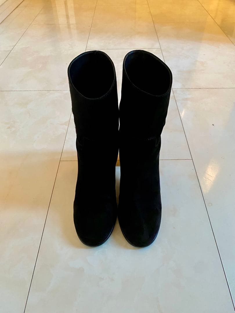 美品 シャネル ブラック ショート ブーツ 黒 38 24.5cm CHANEL