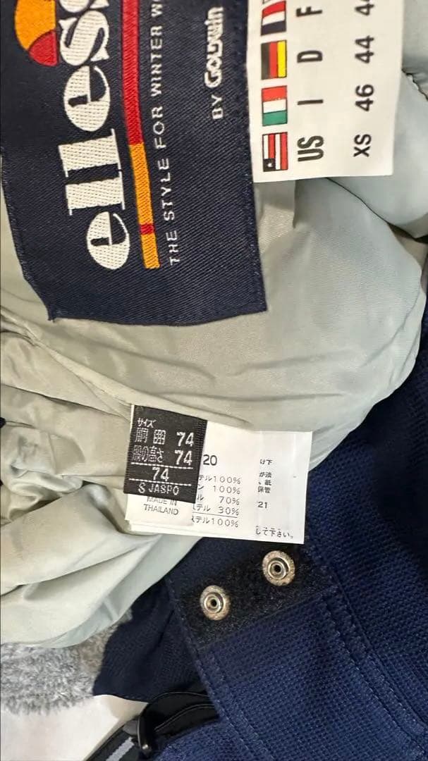 極美品 ellesse スキーウェア 上下セット 白と紺色 レディースL程度